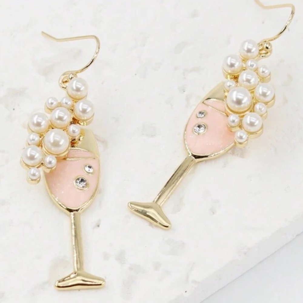 Pearl Champagne Glass Earrings